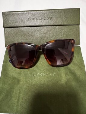 Longchamp Tortoiseshell Frame Sunglasses with Dark Brown Lenses